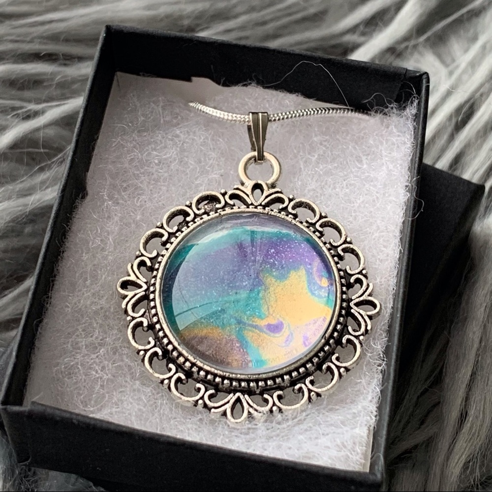 Handmade Fluid Art Necklace- Sand Rise